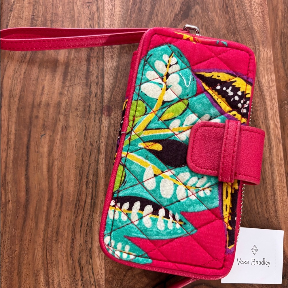 Vera Bradley Quilted RFID Wristlet Wallet in Bright Pink